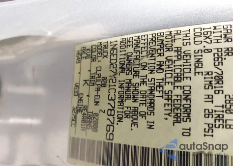 2001 Nissan Frontier Se-V6 from USA, damaged, VIN 1N6ED27Y21C378769